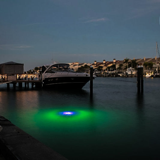 Luxury estate marine lighting system for docks, piers, ponds, and pools.